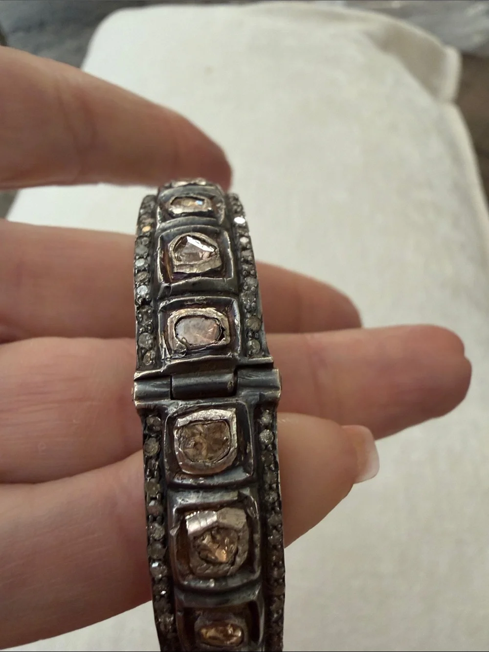 Authentic Safia Day Fine Jewelry Sliced Polki Diamond Bangle